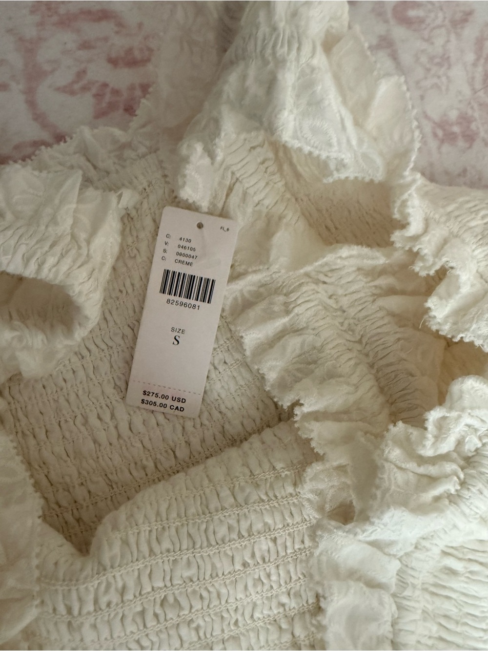 Anthropologie Cream Smocked Tiered Ruffle Mini Dress - Picture 3 of 3